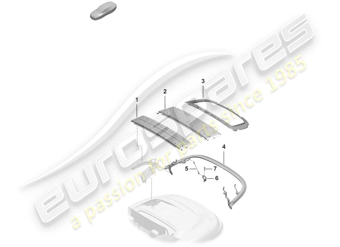 porsche 2019 (992-1) marco superior diagrama de piezas
