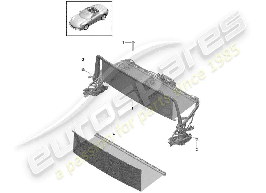 porsche 2019 (991-2) parabrisas diagrama de piezas