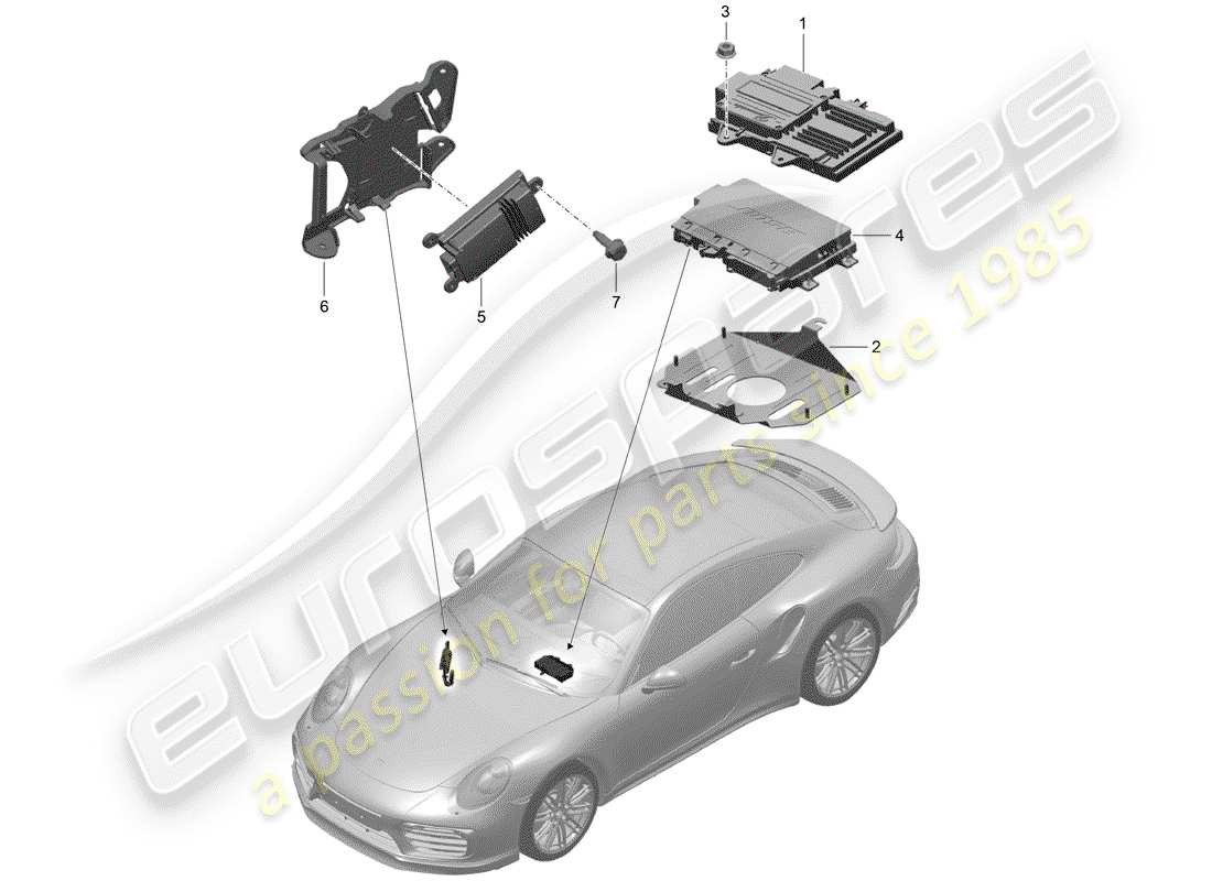 porsche 2017 (991-2 turbo) amplificador diagrama de piezas