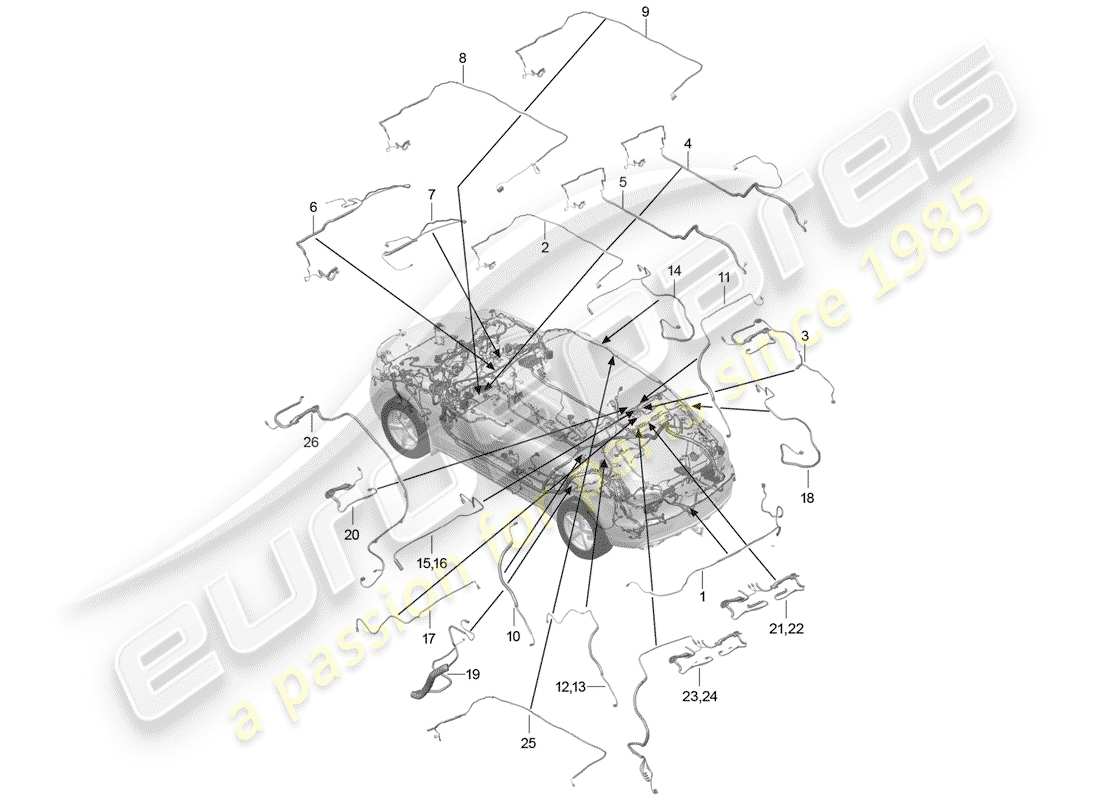 porsche 2016 (macan) cableado único diagrama de piezas