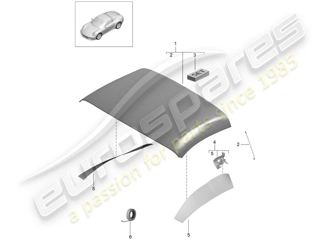 porsche 2019 (991-2) cubierta de capota convertible diagrama de piezas