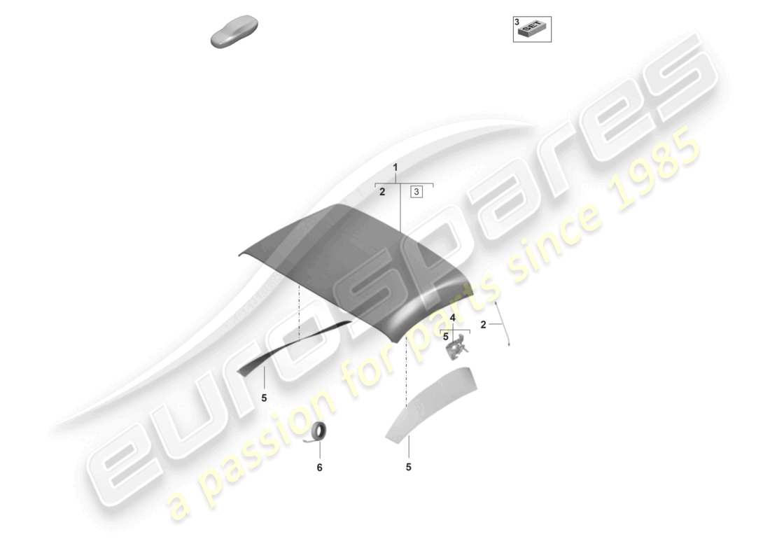 porsche 2019 (992-1) revestimiento de techo convertible revestimiento de techo moldeado diagrama de piezas