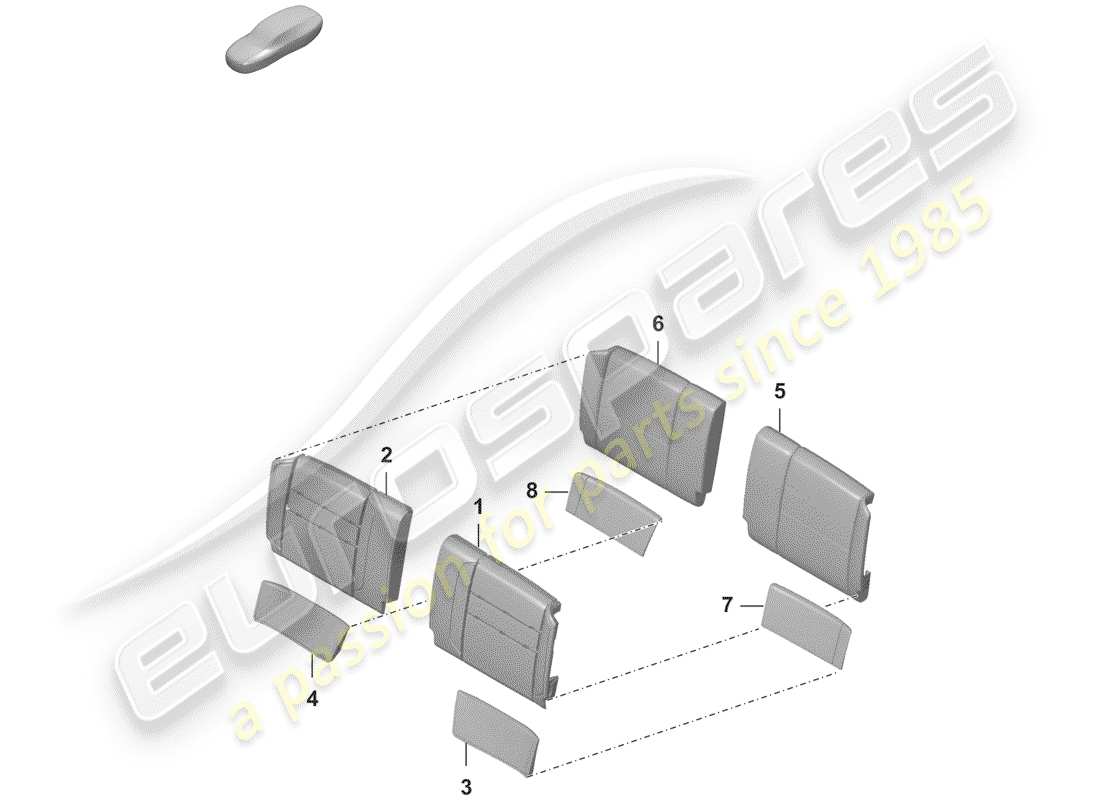 porsche 2019 (992-1) parte de espuma diagrama de piezas