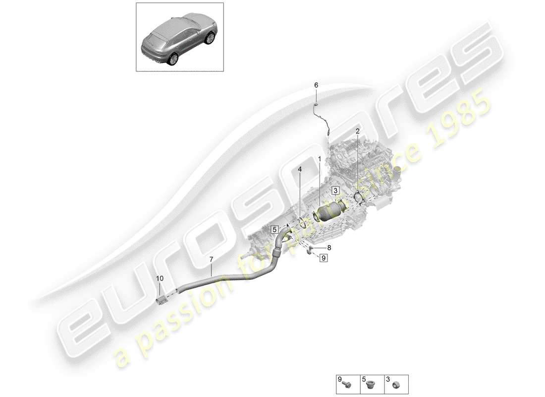 porsche 2019 (macan) catalizador diagrama de piezas