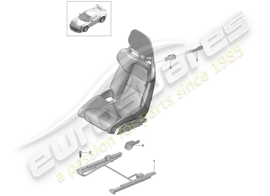 porsche 991r/gt3/rs (2015) diagrama de piezas de seat
