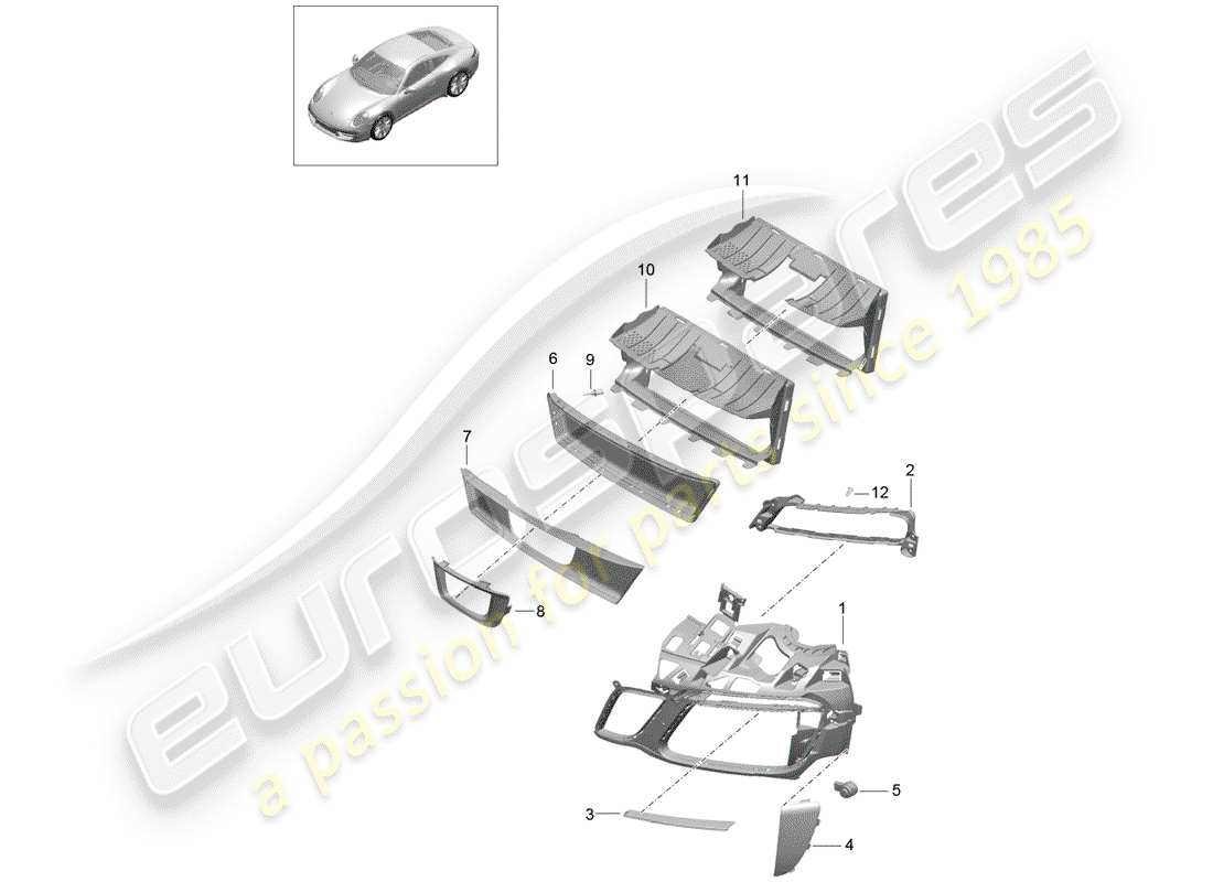 porsche 2019 (991-2) diagrama de piezas del conducto de aire