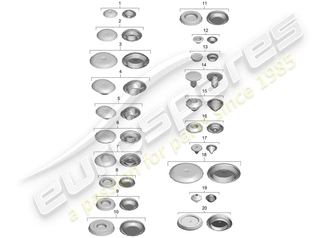 porsche 991r/gt3/rs (2020) diagrama de piezas del enchufe