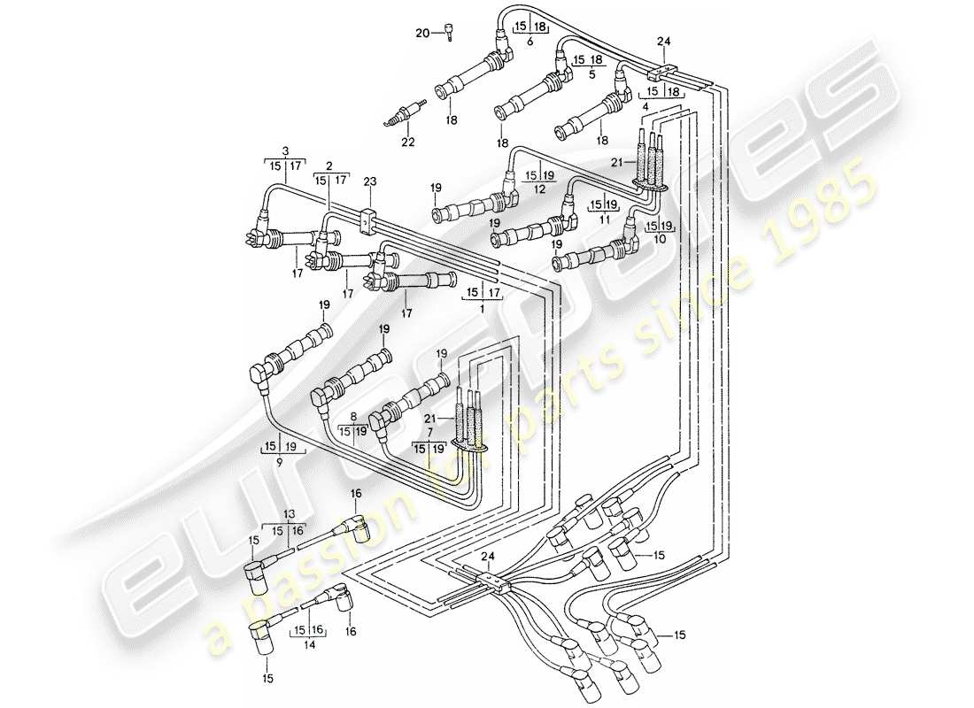 porsche 1996 (993) electricidad del motor 2 diagrama de piezas