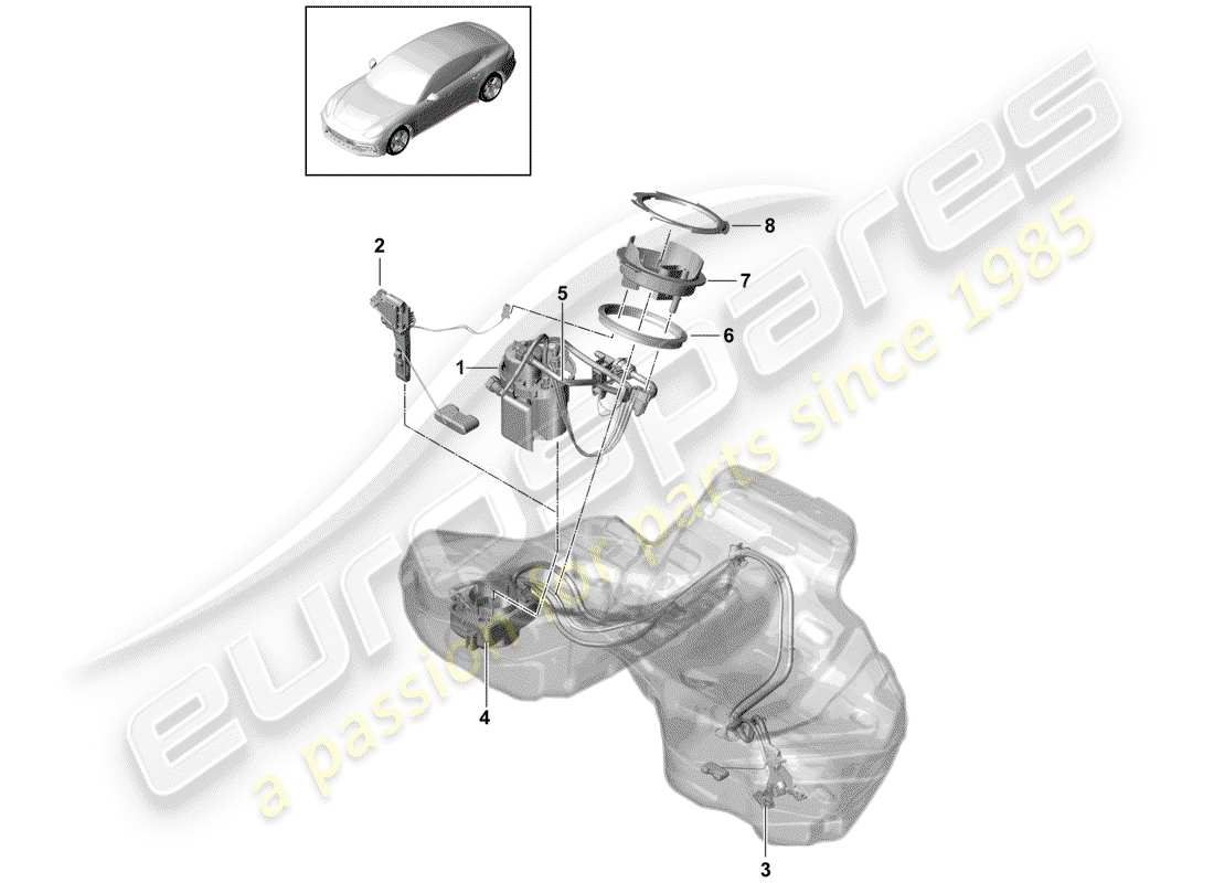 porsche 2019 (panamera 971-1) bomba de combustible diagrama de piezas