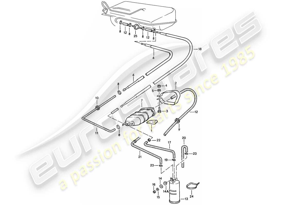 porsche 1978 (924) bote de emisiones evaporativas diagrama de piezas