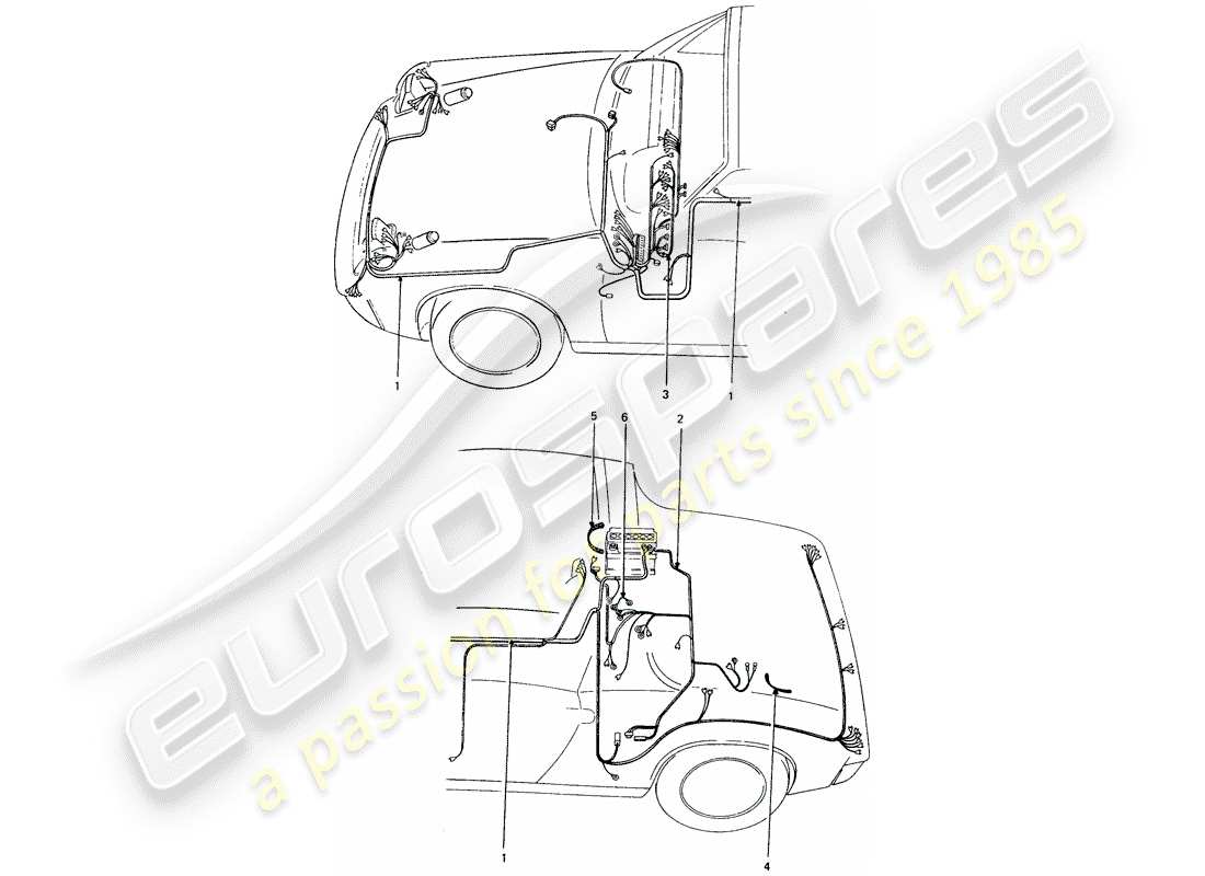 porsche 1970 (914) cableando arneses diagrama de piezas