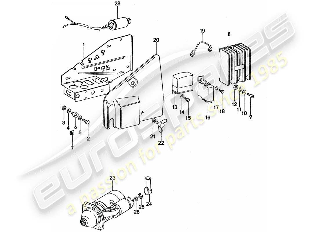 porsche 1975 (911 turbo) placa - arranque - unidad de interruptor diagrama de piezas