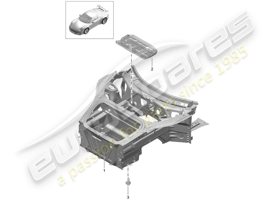 porsche 991r/gt3/rs (2015) diagrama de piezas del extremo delantero