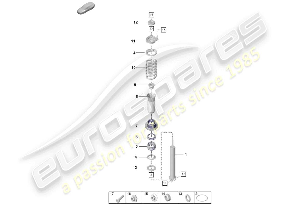 porsche 2019 (992-1) amortiguador (cilindro de resorte) pieza individual diagrama de piezas
