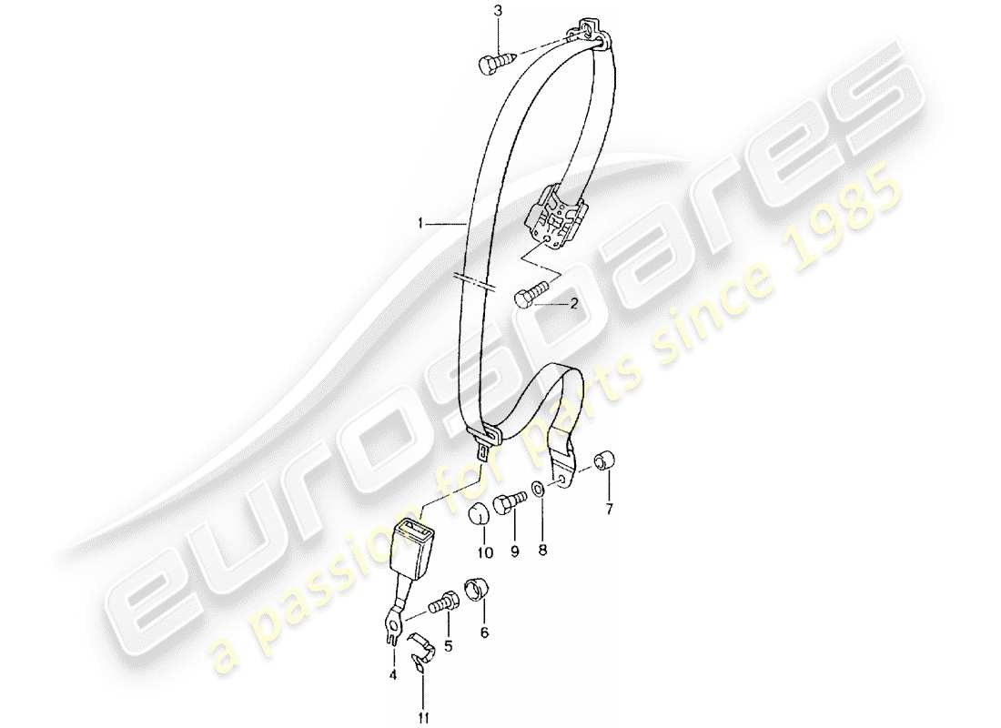 porsche 2003 (996 turbo / gt2) cinturón de seguridad diagrama de piezas