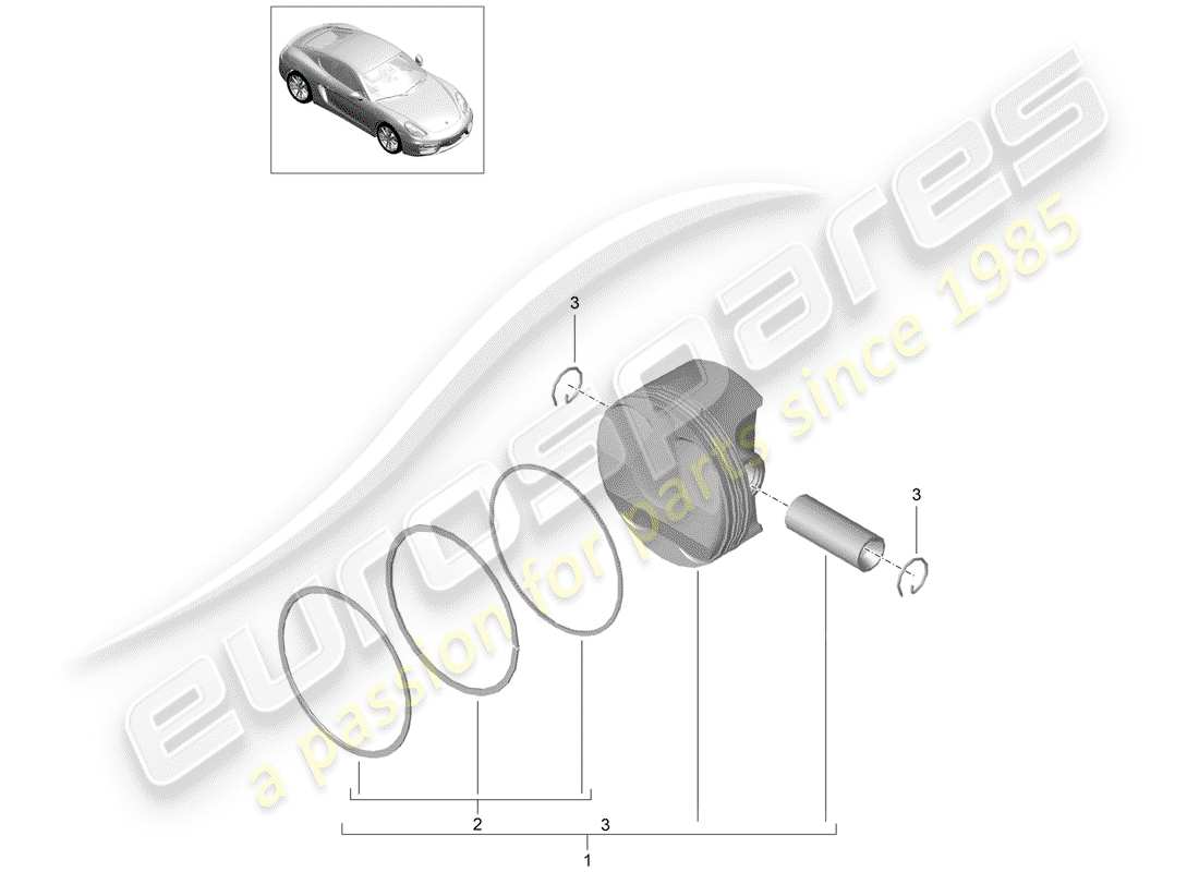 porsche cayman 981 (2015) diagrama de piezas del pistón