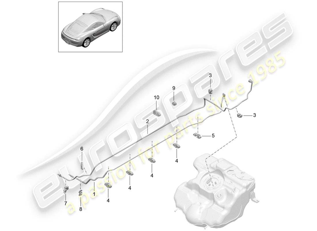 porsche 2015 (981 cayman) diagrama de piezas del sistema de combustible