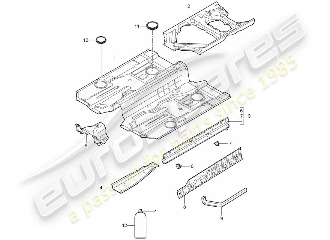 porsche 2006 (987 boxster) piso diagrama de piezas