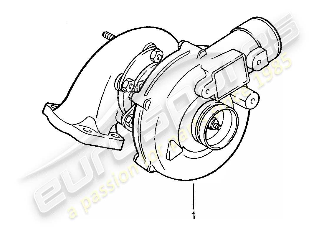 porsche 1987 (959) turbocompresor de gases de escape diagrama de piezas