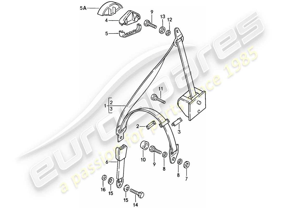 porsche 1986 (944) cinturón de seguridad diagrama de piezas