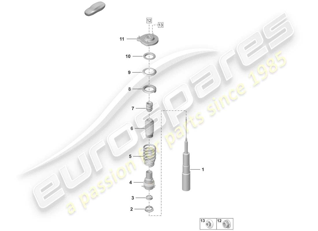 porsche 2019 (992-1) suspensión diagrama de piezas