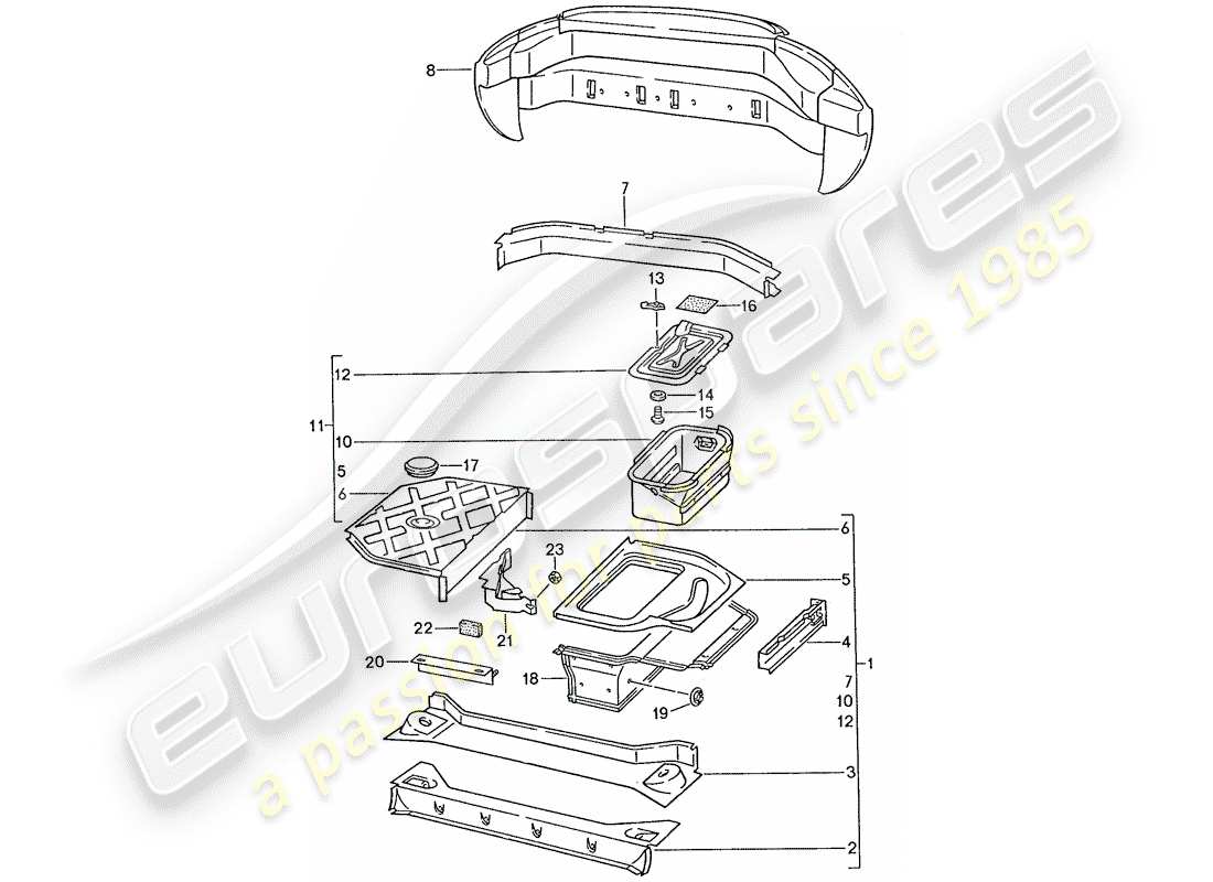 porsche 1990 (928) marco - diagrama de piezas del extremo trasero