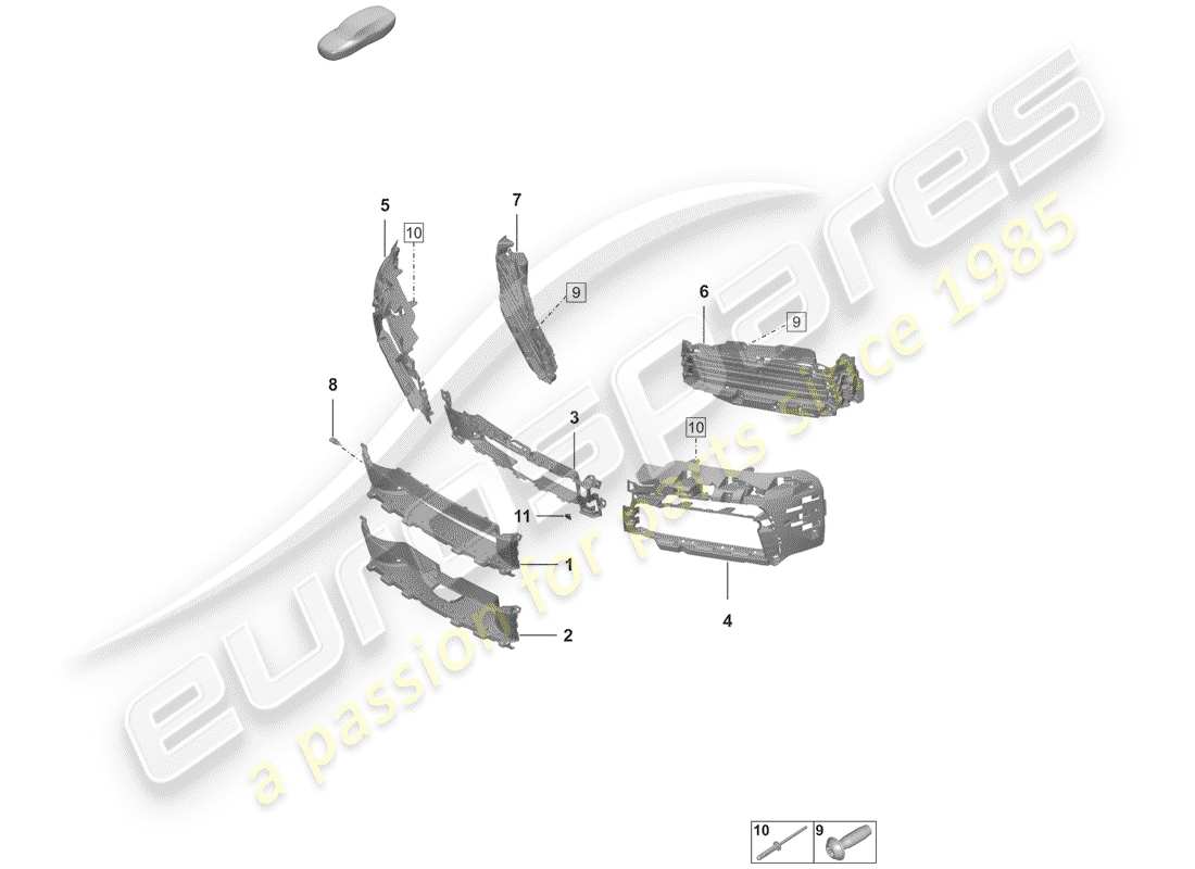 porsche 2020 (992-1) diagrama de piezas del conducto de aire