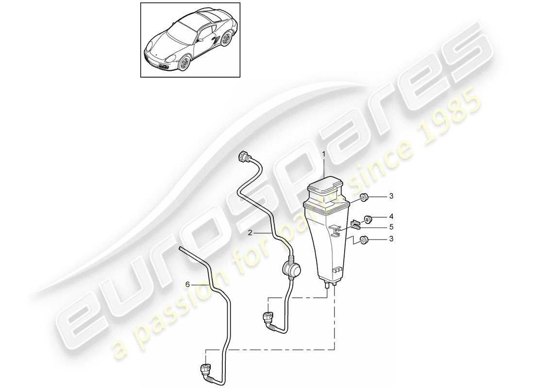 porsche 2011 (987 cayman) diagrama de piezas del recipiente de emisiones evaporativas