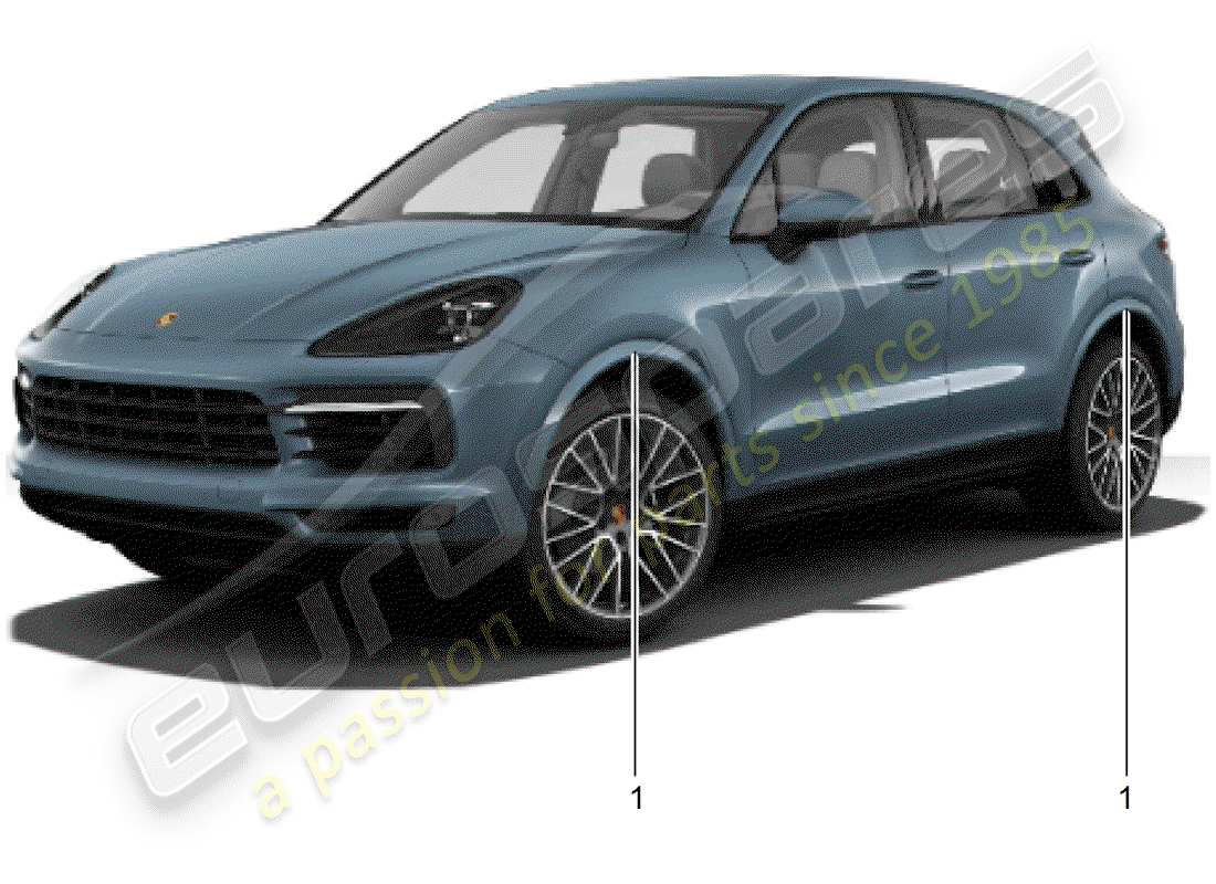 porsche 2018 (tequipment cayenne) extensión del alojamiento de la rueda diagrama de piezas