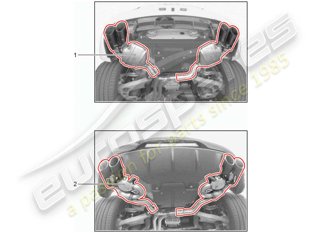 porsche 2017 (tequipment macan) sistema de escape diagrama de piezas