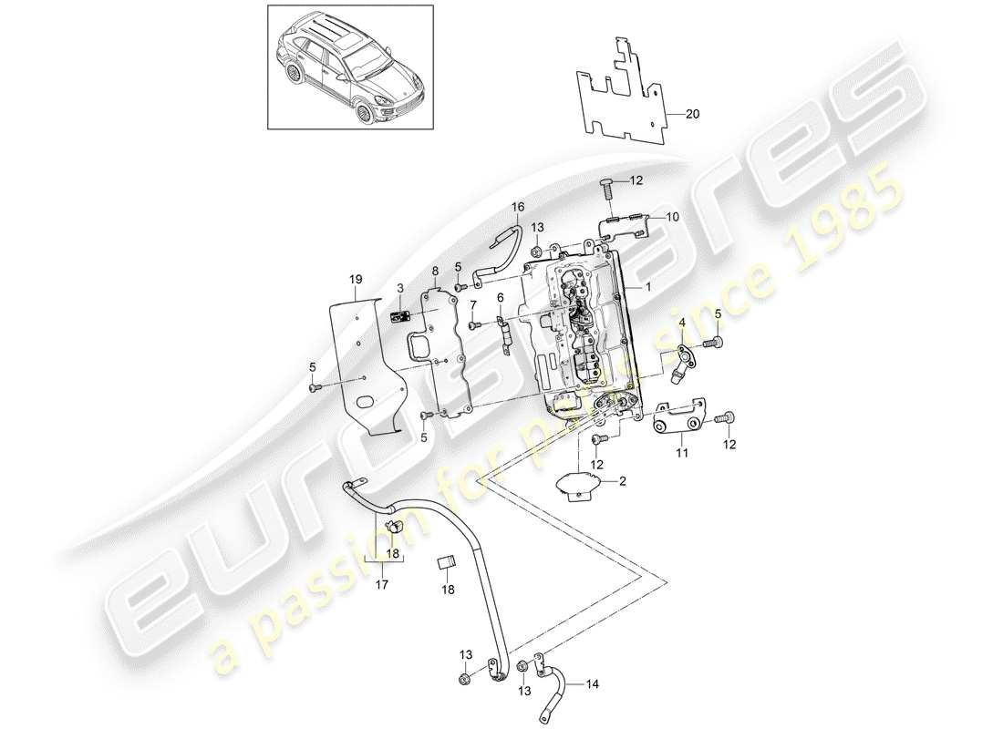 porsche 2011 (cayenne e2 92a) electrónica de potencia y control- diagrama de piezas