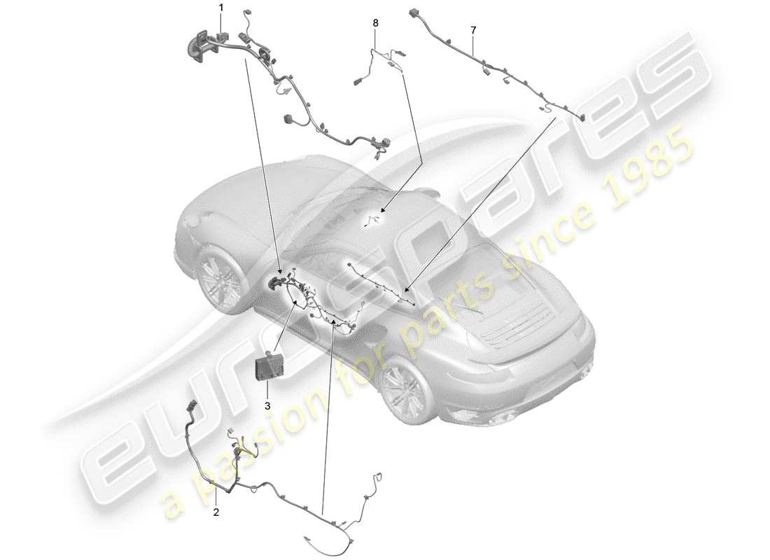 porsche 2020 (991-2 turbo) cableando arneses diagrama de piezas