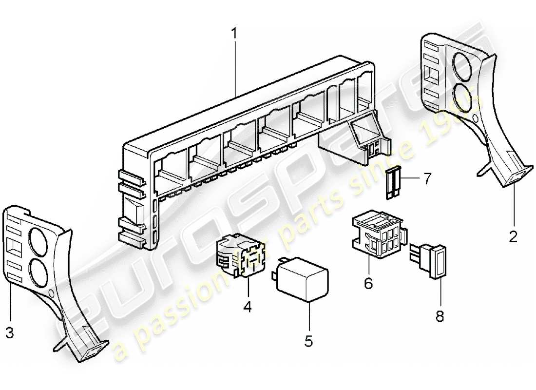 porsche boxster 987 (2006) diagrama de piezas de la caja de fusibles/placa de relé