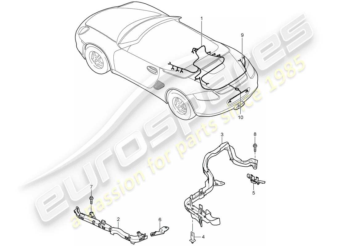 porsche 2005 (987 boxster) cableando arneses diagrama de piezas