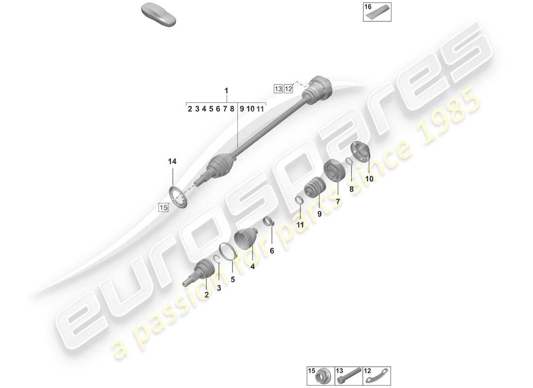 porsche 2020 (992-1) eje de accionamiento diagrama de piezas