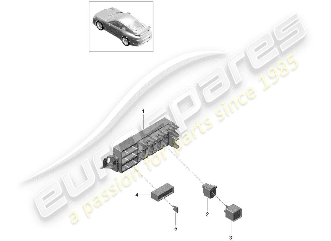 porsche 991r/gt3/rs (2017) diagrama de piezas de la caja de fusibles/placa de relé