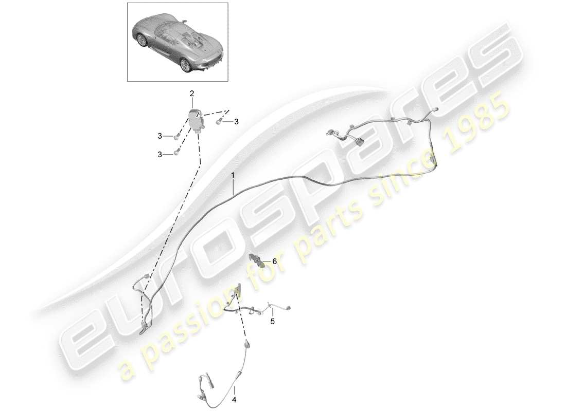 porsche 2015 (918 spyder) arneses de cableado diagrama de piezas