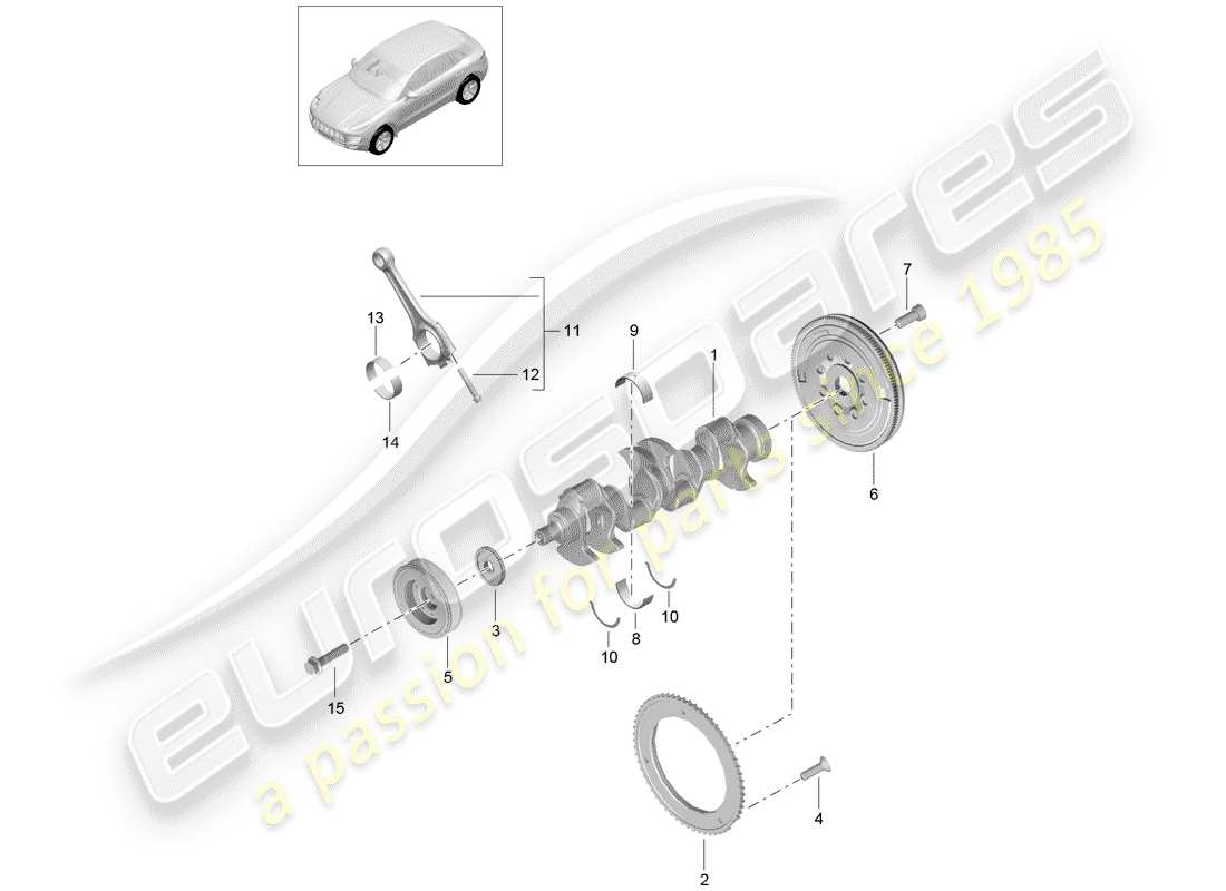 porsche 2016 (macan) diagrama de piezas del cigüeñal
