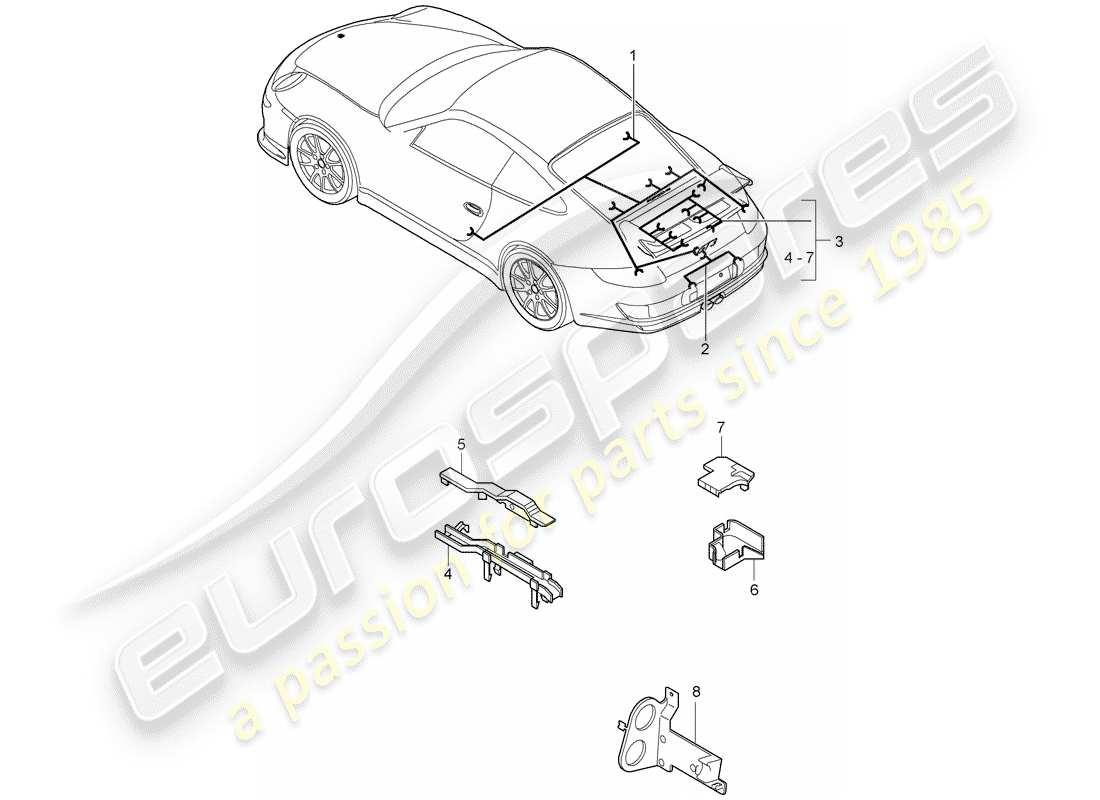 porsche 2010 (997-2 gt3) cableando arneses diagrama de piezas