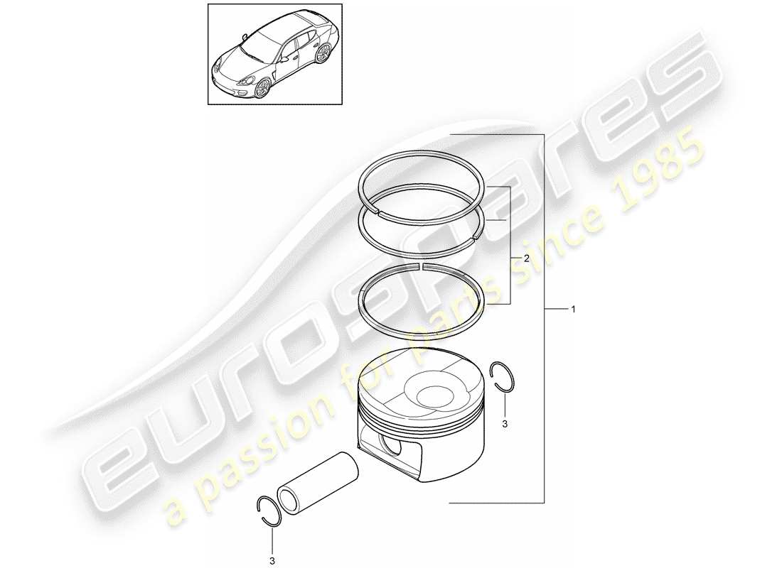 porsche 2015 (panamera 970) pistón diagrama de piezas