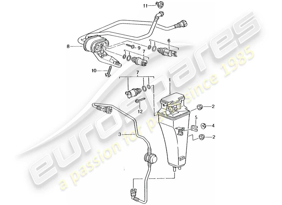 porsche 2001 (996 turbo / gt2) diagrama de piezas del recipiente de emisiones evaporativas