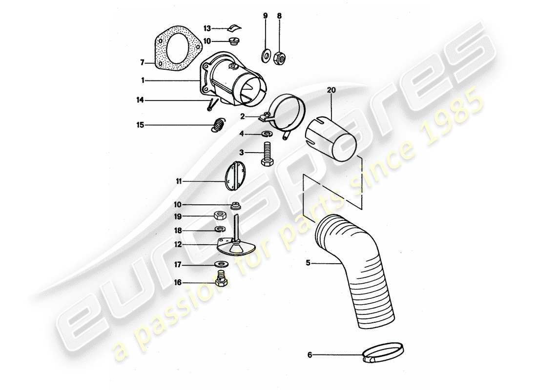 porsche 1976 (911 turbo) suministro de aire de calefacción diagrama de piezas