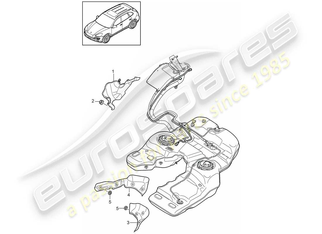 porsche 2016 (cayenne e2 92a) diagrama de piezas del tanque de combustible