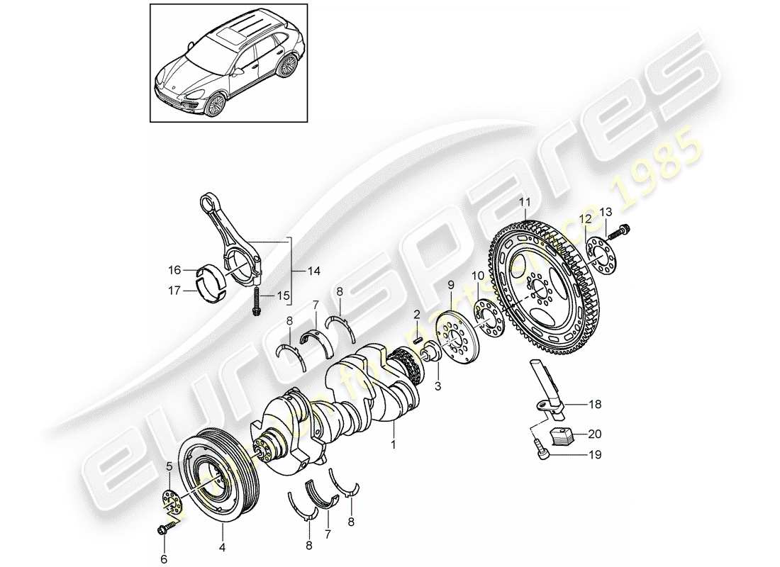 porsche 2016 (cayenne e2 92a) diagrama de piezas del cigüeñal