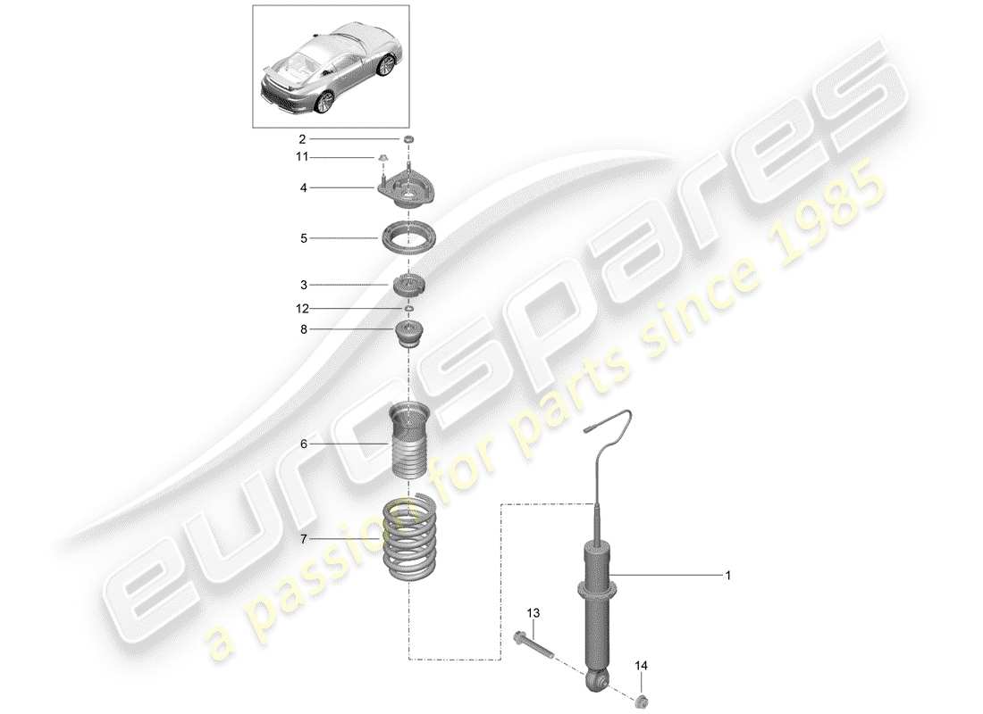 porsche 2020 (991-2 r/gt3/rs) amortiguador diagrama de piezas