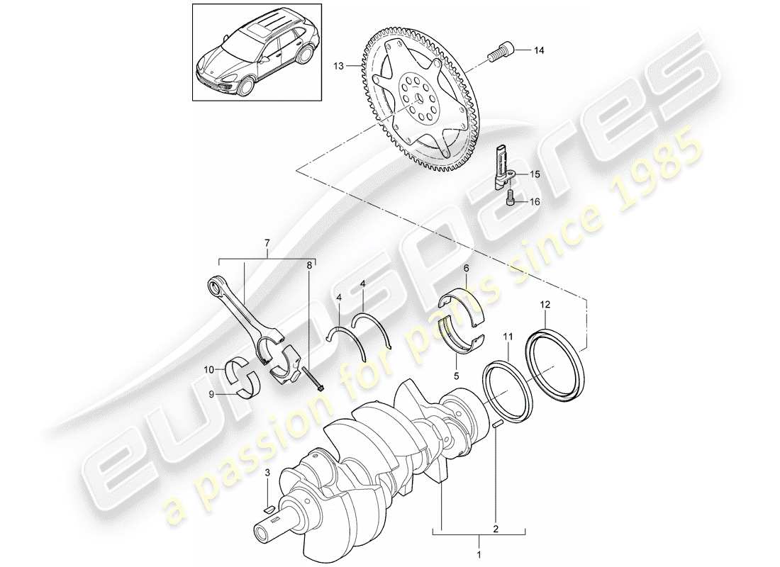 porsche 2013 (cayenne e2 92a) cigüeñal diagrama de piezas