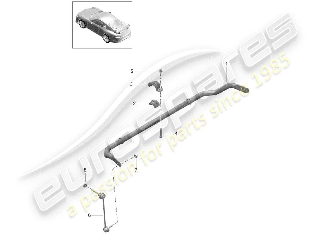 porsche 2020 (991-2 r/gt3/rs) estabilizador diagrama de piezas