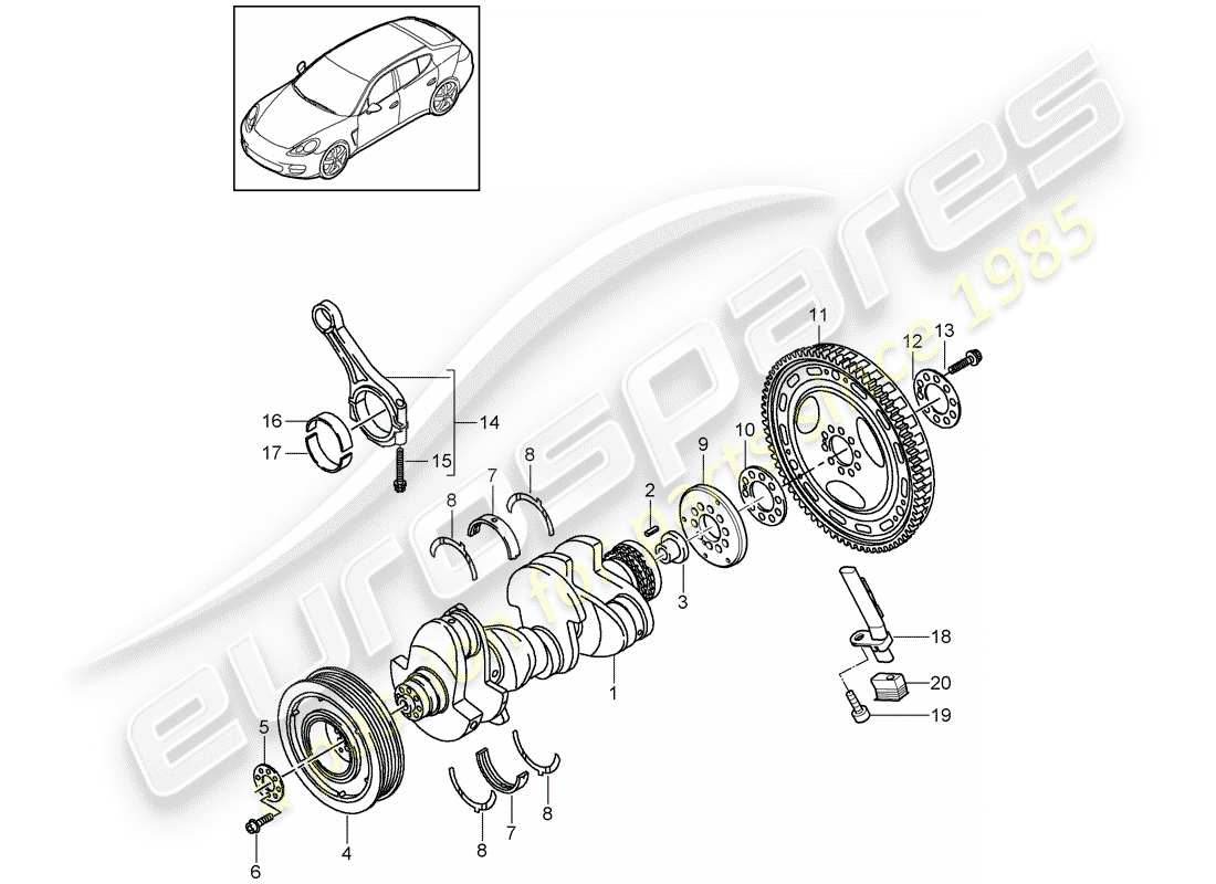 porsche 2011 (panamera 970) diagrama de piezas del cigüeñal