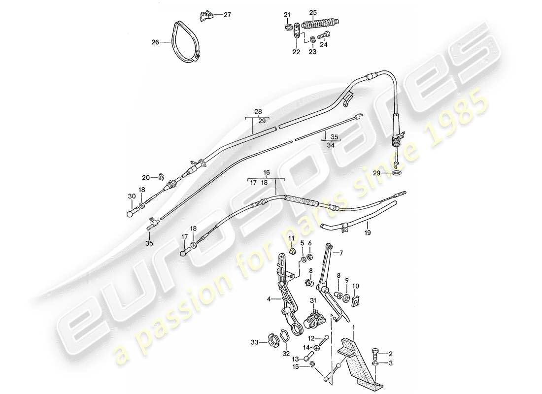 porsche 1990 (928) throttle control diagrama de piezas