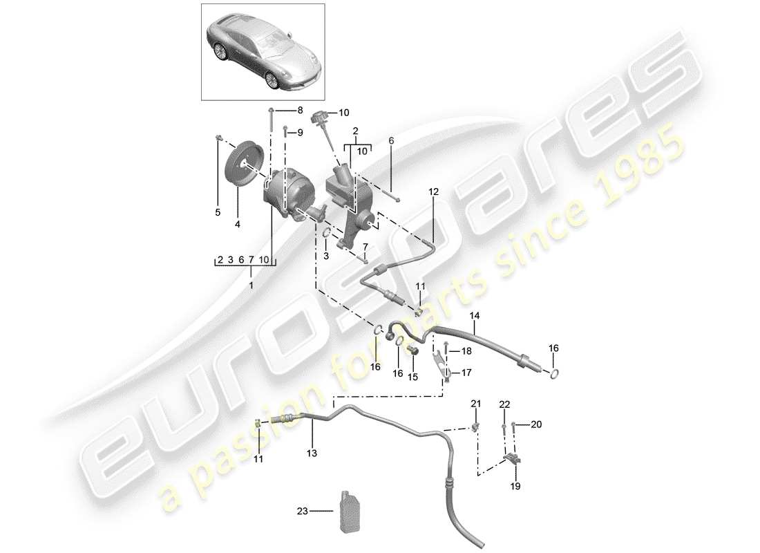porsche 2019 (991-2) línea hidráulica diagrama de piezas